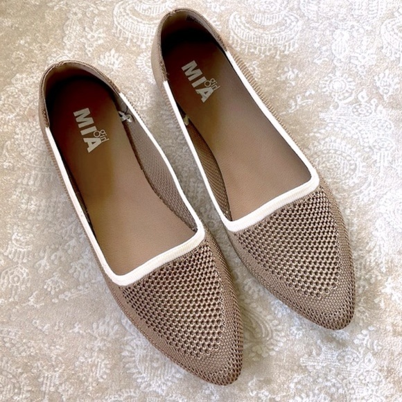 Brand New Mia Girl Woven Stretch Neutral Slip On Fly Knit Pointed Toe Flats - Picture 15 of 15